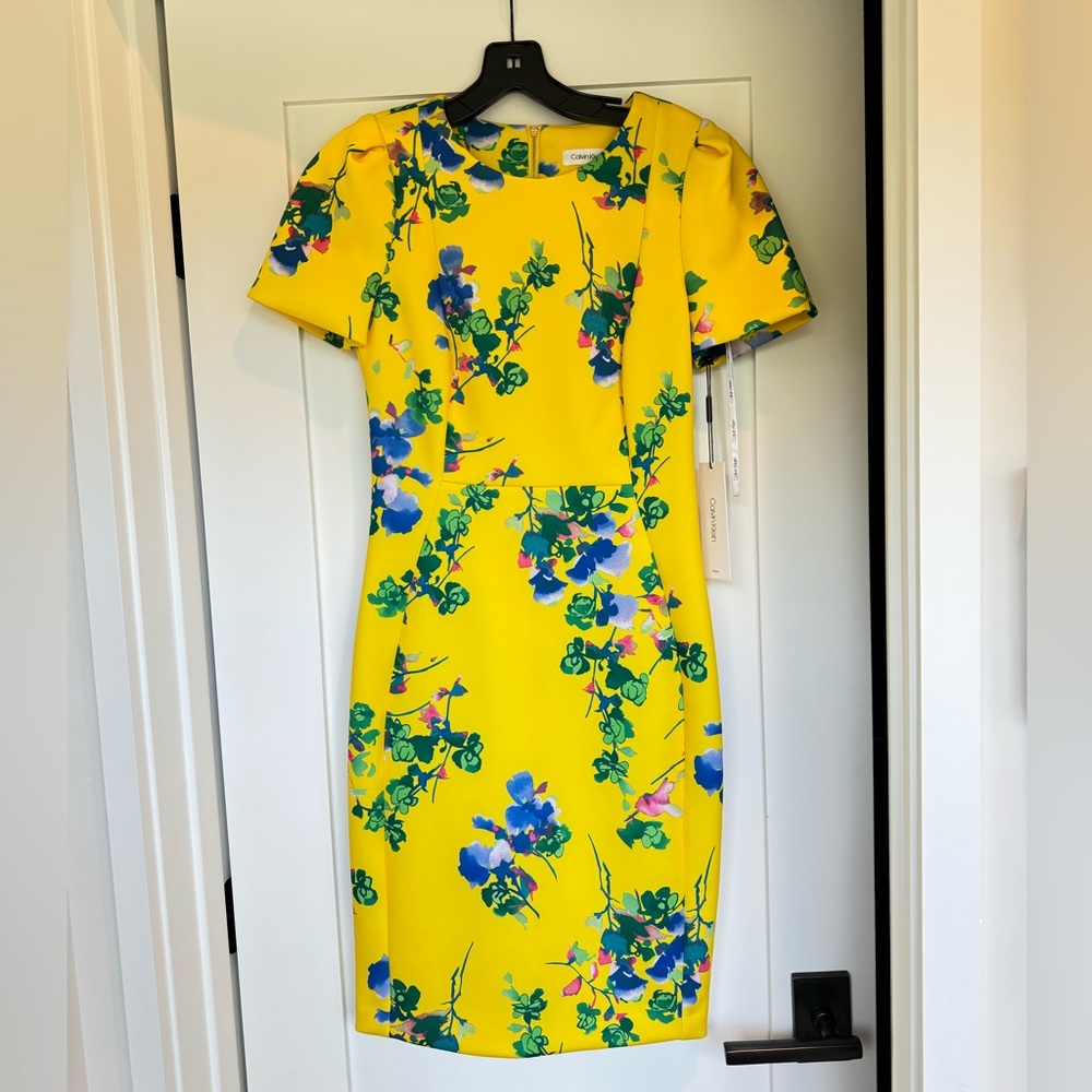 Yellow floral Calvin Klein dress NWT Size 6
